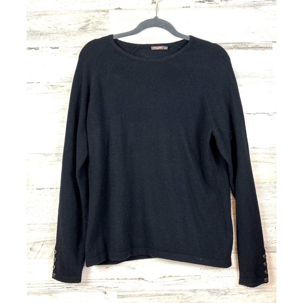 J. McLaughlin Black Cashmere Crew Neck Sweater Womens L Lightweight Casual